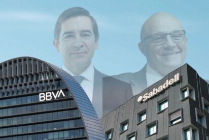 Carlos Torres (presidente de BBVA) y Josep Oliu (Banco Sabadell)