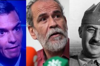 Pedro Sánchez, Willy Toledo y Francisco Franco