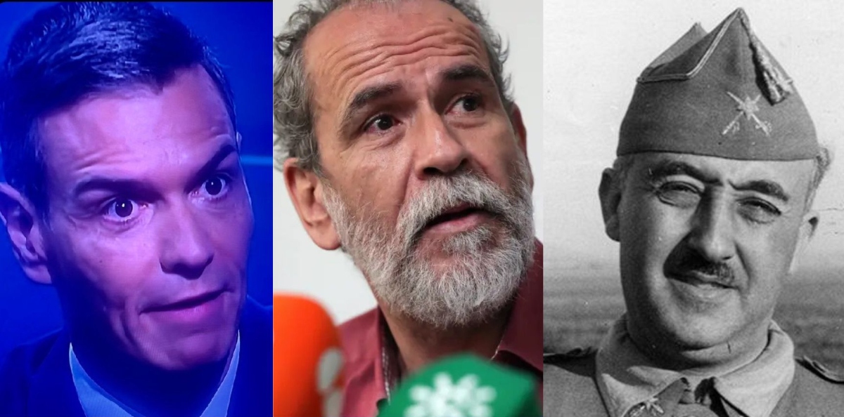 Pedro Sánchez, Willy Toledo y Francisco Franco