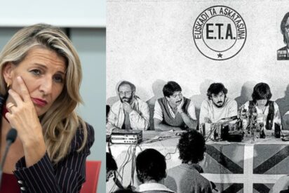 Yolanda Díaz y miembros de la banda terrorista ETA.
